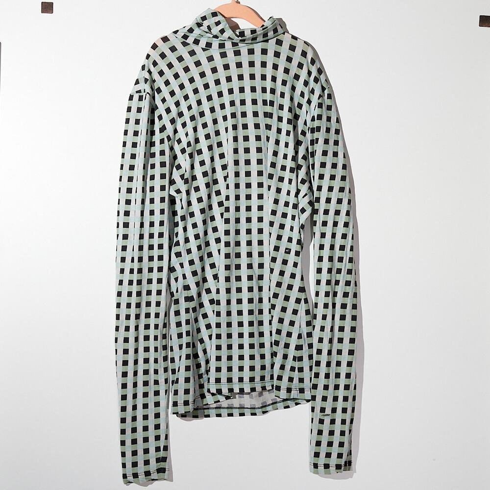 PROENZA SCHOULER Plaid Print Turtleneck Button-Up Top